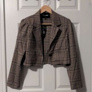 Cropped Plaid Blazer